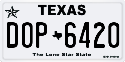 TX license plate DOP6420