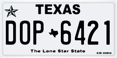 TX license plate DOP6421