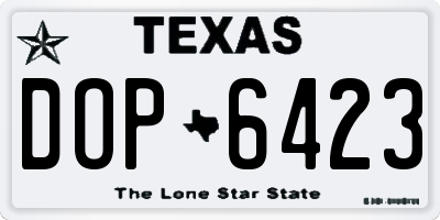 TX license plate DOP6423