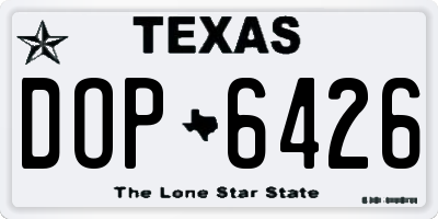 TX license plate DOP6426