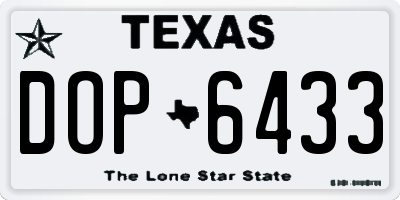TX license plate DOP6433