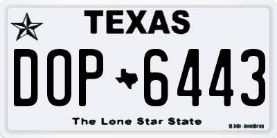 TX license plate DOP6443