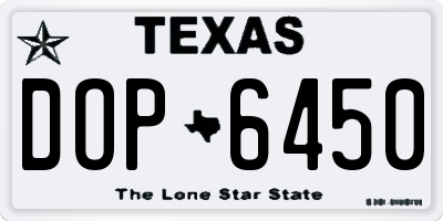 TX license plate DOP6450