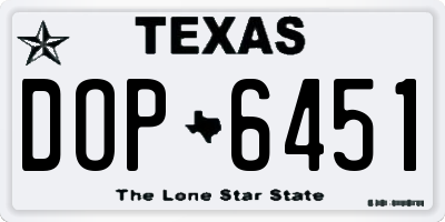 TX license plate DOP6451