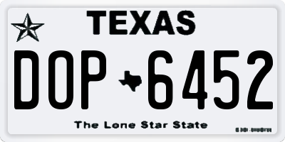 TX license plate DOP6452