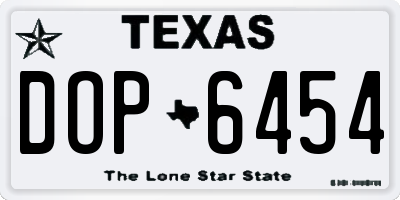 TX license plate DOP6454