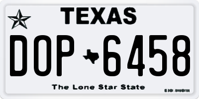 TX license plate DOP6458