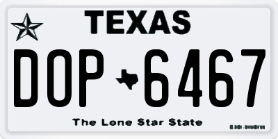 TX license plate DOP6467