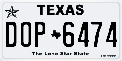 TX license plate DOP6474