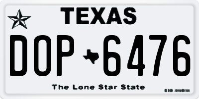 TX license plate DOP6476
