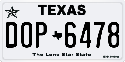 TX license plate DOP6478