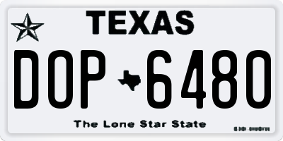 TX license plate DOP6480