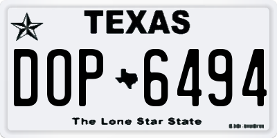 TX license plate DOP6494