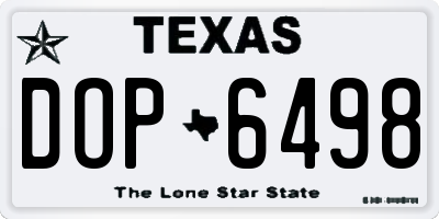 TX license plate DOP6498