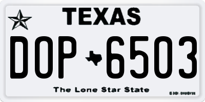 TX license plate DOP6503