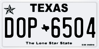 TX license plate DOP6504