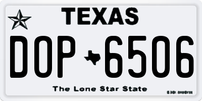 TX license plate DOP6506