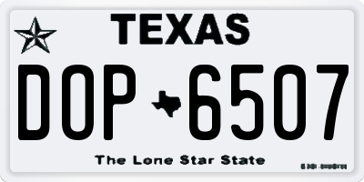 TX license plate DOP6507