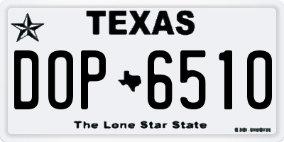 TX license plate DOP6510