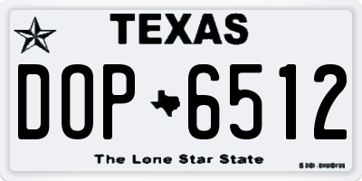 TX license plate DOP6512