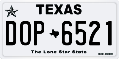 TX license plate DOP6521