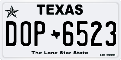 TX license plate DOP6523