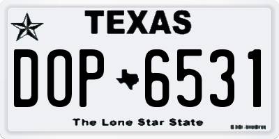 TX license plate DOP6531