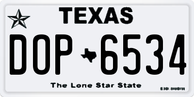TX license plate DOP6534