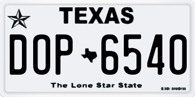TX license plate DOP6540
