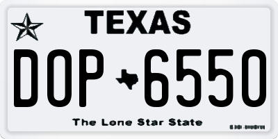 TX license plate DOP6550