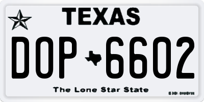TX license plate DOP6602