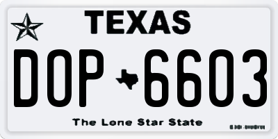 TX license plate DOP6603