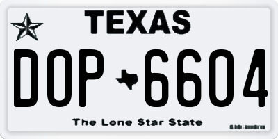 TX license plate DOP6604