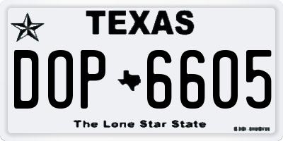 TX license plate DOP6605
