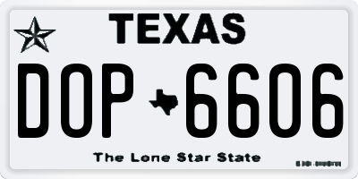 TX license plate DOP6606