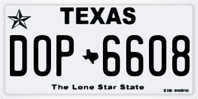 TX license plate DOP6608