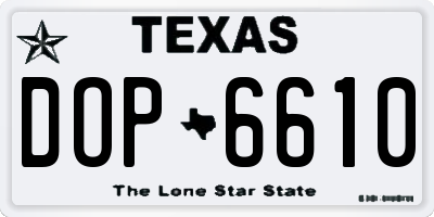 TX license plate DOP6610