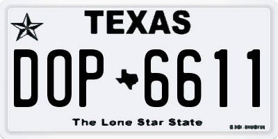 TX license plate DOP6611