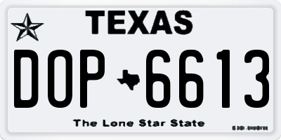 TX license plate DOP6613