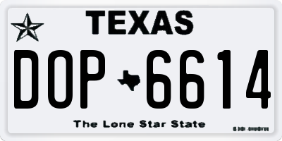 TX license plate DOP6614