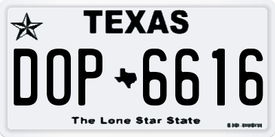 TX license plate DOP6616