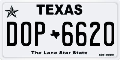TX license plate DOP6620