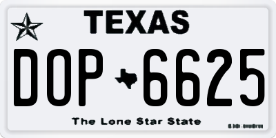 TX license plate DOP6625