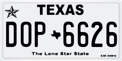 TX license plate DOP6626