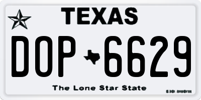 TX license plate DOP6629
