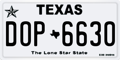 TX license plate DOP6630