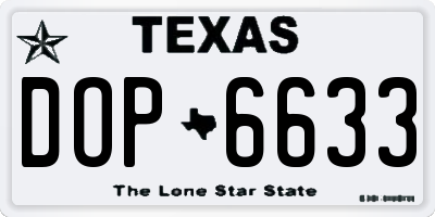 TX license plate DOP6633