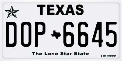 TX license plate DOP6645