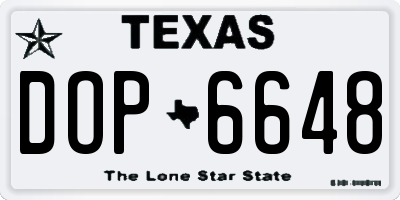 TX license plate DOP6648