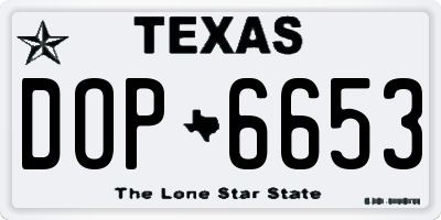 TX license plate DOP6653